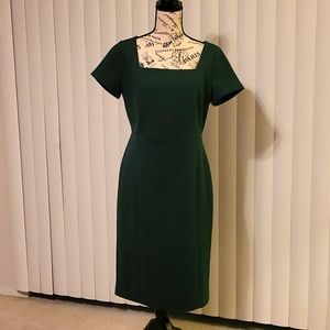 Ann Taylor Green Black Plaid Sheath Dress